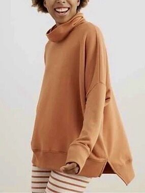Aerie Oversized Orange Turtleneck Sweater - Women Size Small heathered material